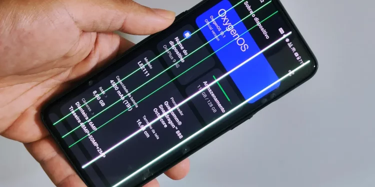 Linha verde no OnePlus 9